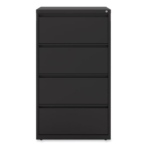 Image of Alera® Lateral File, 4 Legal/Letter-Size File Drawers, Black, 30" x 18.63" x 52.5"