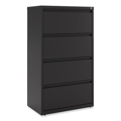 Image of Alera® Lateral File, 4 Legal/Letter-Size File Drawers, Black, 30" x 18.63" x 52.5"