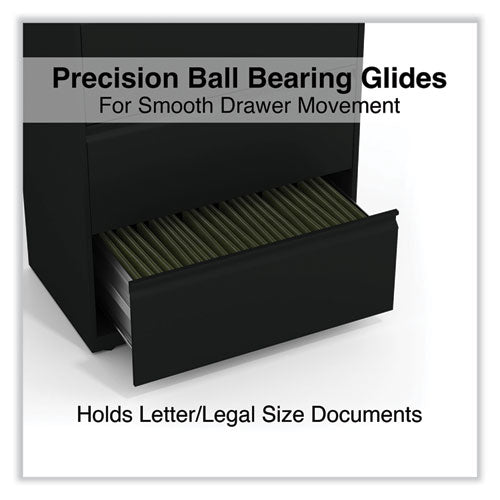 Image of Alera® Lateral File, 4 Legal/Letter-Size File Drawers, Black, 30" x 18.63" x 52.5"