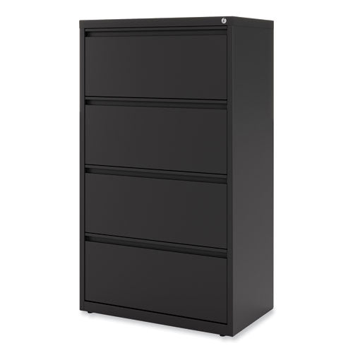 Image of Alera® Lateral File, 4 Legal/Letter-Size File Drawers, Black, 30" x 18.63" x 52.5"