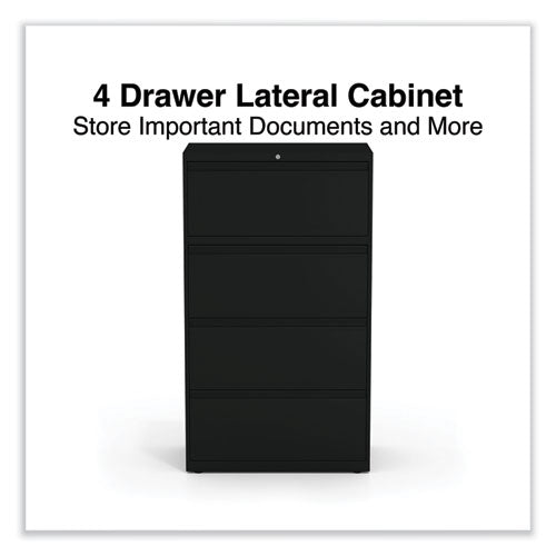Image of Alera® Lateral File, 4 Legal/Letter-Size File Drawers, Black, 30" x 18.63" x 52.5"