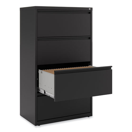 Image of Alera® Lateral File, 4 Legal/Letter-Size File Drawers, Black, 30" x 18.63" x 52.5"