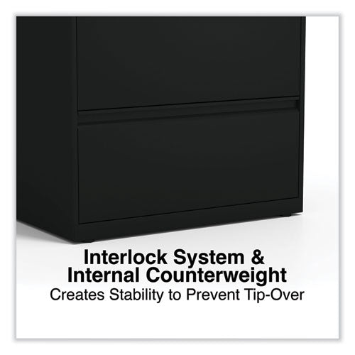Image of Alera® Lateral File, 4 Legal/Letter-Size File Drawers, Black, 30" x 18.63" x 52.5"