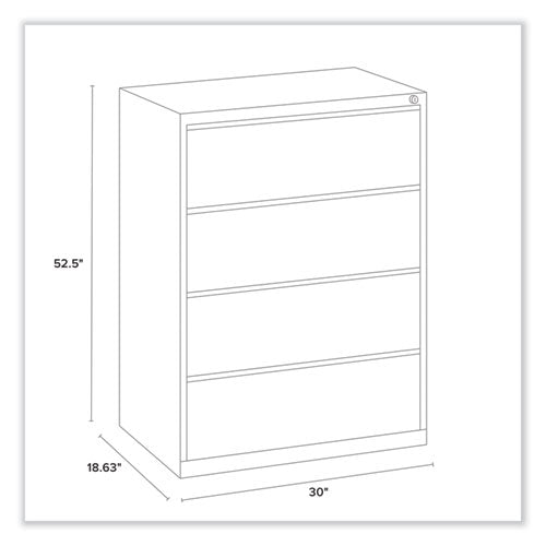 Image of Alera® Lateral File, 4 Legal/Letter-Size File Drawers, Black, 30" x 18.63" x 52.5"