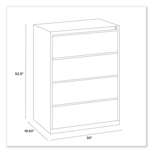 Image of Alera® Lateral File, 4 Legal/Letter-Size File Drawers, Putty, 30" x 18.63" x 52.5"
