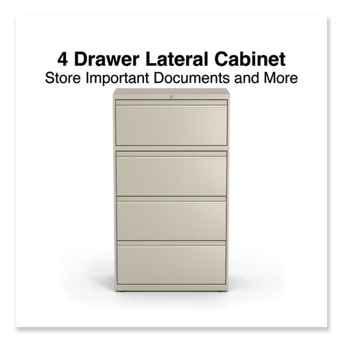 Image of Alera® Lateral File, 4 Legal/Letter-Size File Drawers, Putty, 30" x 18.63" x 52.5"