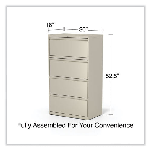 Image of Alera® Lateral File, 4 Legal/Letter-Size File Drawers, Putty, 30" x 18.63" x 52.5"