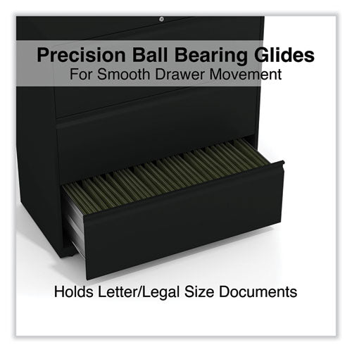 Image of Alera® Lateral File, 3 Legal/Letter/A4/A5-Size File Drawers, Black, 36" x 18.63" x 40.25"