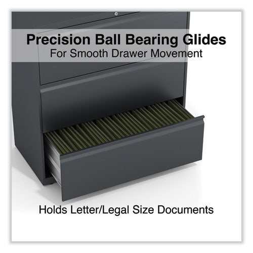 Image of Alera® Lateral File, 3 Legal/Letter/A4/A5-Size File Drawers, Charcoal, 36" x 18.63" x 40.25"