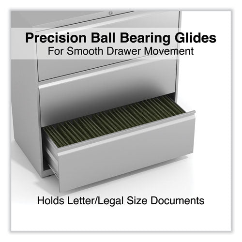 Image of Alera® Lateral File, 3 Legal/Letter/A4/A5-Size File Drawers, Light Gray, 36" x 18.63" x 40.25"
