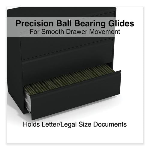 Image of Alera® Lateral File, 3 Legal/Letter/A4/A5-Size File Drawers, Black, 42" x 18.63" x 40.25"