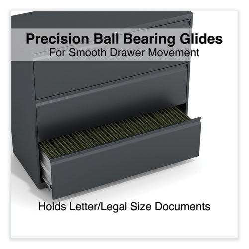 Image of Alera® Lateral File, 3 Legal/Letter/A4/A5-Size File Drawers, Charcoal, 42" x 18.63" x 40.25"