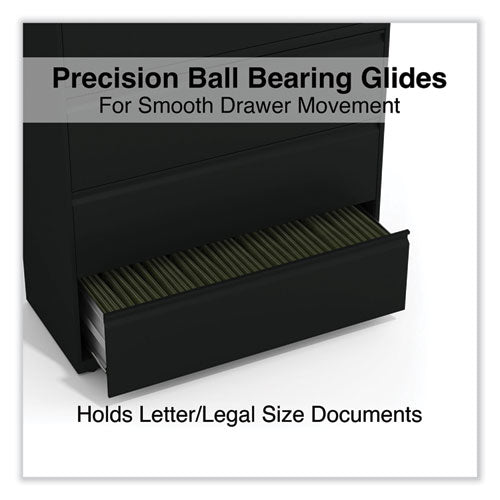 Image of Alera® Lateral File, 4 Legal/Letter-Size File Drawers, Black, 42" x 18.63" x 52.5"