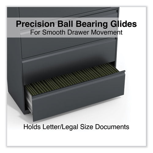 Image of Alera® Lateral File, 4 Legal/Letter/A4/A5-Size File Drawers, Charcoal, 42" x 18.63" x 52.5"