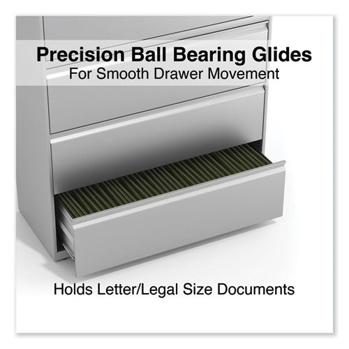 Image of Alera® Lateral File, 4 Legal/Letter-Size File Drawers, Light Gray, 42" x 18.63" x 52.5"