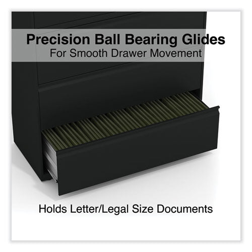 Image of Alera® Lateral File, 5 Legal/Letter/A4/A5-Size File Drawers, Black, 42" x 18.63" x 67.63"