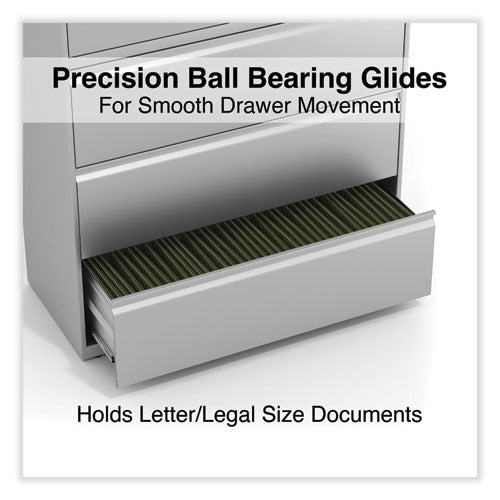 Image of Alera® Lateral File, 5 Legal/Letter/A4/A5-Size File Drawers, 1 Roll-Out Posting Shelf, Light Gray, 42" x 18.63" x 67.63"