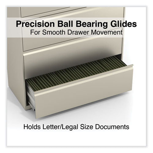 Image of Alera® Lateral File, 5 Legal/Letter/A4/A5-Size File Drawers, Putty, 42" x 18.63" x 67.63"