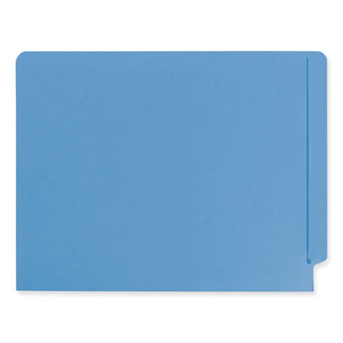 Image of Smead Shelf-Master Reinforced End Tab Colored Folders, Straight Tabs, Letter Size, 0.75" Expansion, Blue, 100/Box