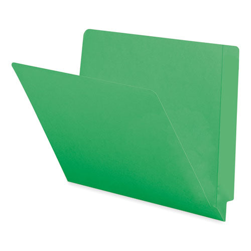 Image of Smead Shelf-Master Reinforced End Tab Colored Folders, Straight Tabs, Letter Size, 0.75" Expansion, Green, 100/Box