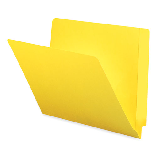 Image of Smead Shelf-Master Reinforced End Tab Colored Folders, Straight Tabs, Letter Size, 0.75" Expansion, Yellow, 100/Box