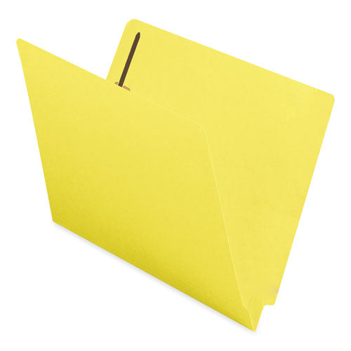 Image of Smead Heavyweight Colored End Tab Fastener Folders, 0.75" Expansion, 2 Fasteners, Letter Size, Yellow Exterior, 50/Box