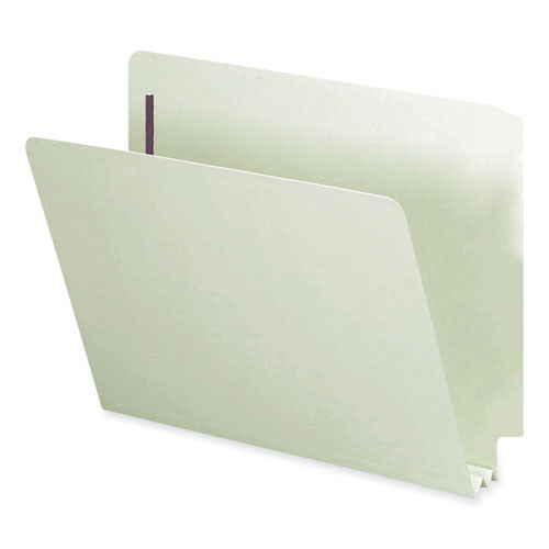 Image of Smead End Tab Pressboard Classification Folders, Two SafeSHIELD Coated Fasteners, 2" Expansion, Letter Size, Gray-Green, 25/Box