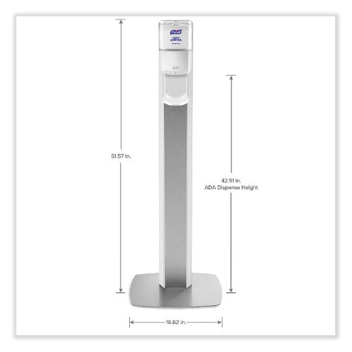 Image of PURELL® Messenger Es6 Floor Stand With Dispenser, 1,200 Ml, 13.16 X 16.63 X 51.57, Silver/white