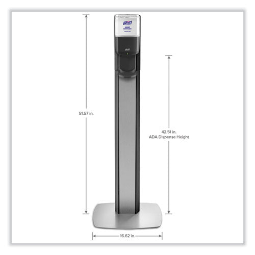 Image of PURELL® Messenger Es8 Silver Panel Floor Stand With Dispenser, 1,200 Ml, 16.75 X 6 X 40, Silver/graphite
