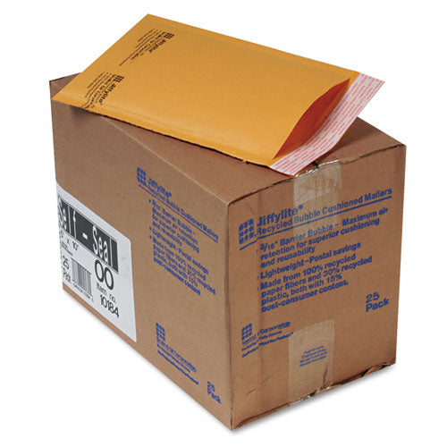 Image of Sealed Air Jiffylite Self-Seal Bubble Mailer, #00, Barrier Bubble Air Cell Cushion, Self-Adhesive Closure, 5 x 10, Brown Kraft, 25/CT