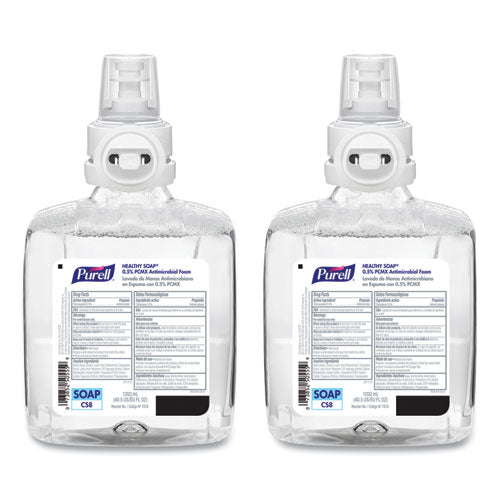 Image of PURELL® Healthcare HEALTHY SOAP 0.5% PCMX Antimicrobial Foam Refill, For CS8 Dispensers, Light Floral Scent, 1,200 mL, 2/Carton