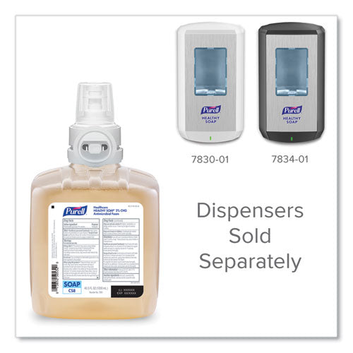 Image of PURELL® Healthy Soap 2.0% CHG Antimicrobial Foam Refill for CS8 Dispensers, Fragrance-Free, 1,200 mL, 2/Carton