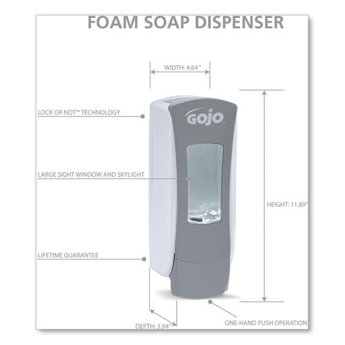 Image of GOJO® Adx-12 Dispenser, 1,250 Ml, 4.5 X 4 X 11.25, Gray