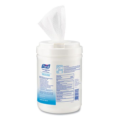 Image of PURELL® Hand Sanitizing Wipes Alcohol Formula, 6 x 7, Unscented, White, 175/Canister, 6 Canisters/Carton