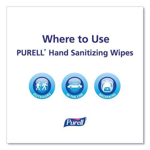 Image of PURELL® Hand Sanitizing Wipes Alcohol Formula, 6 x 7, Unscented, White, 175/Canister, 6 Canisters/Carton