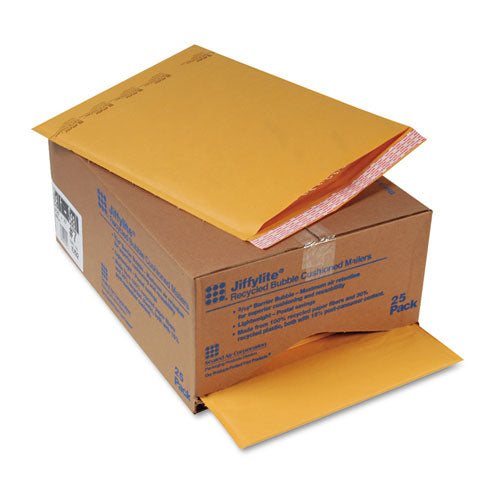 Image of Sealed Air Jiffylite Self-Seal Bubble Mailer, #7, Barrier Bubble Air Cell Cushion, Self-Adhesive Closure, 14.25 x 20, Brown Kraft, 25/CT