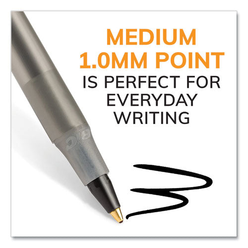 Image of BIC® Round Stic Xtra Life Ballpoint Pen, Stick, Medium 1 mm, Black Ink, Translucent Black Barrel, 144/Pack