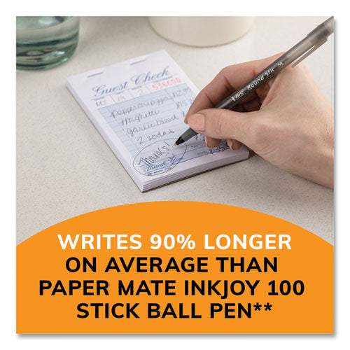 Image of BIC® Round Stic Xtra Life Ballpoint Pen, Stick, Medium 1 mm, Black Ink, Translucent Black Barrel, 144/Pack