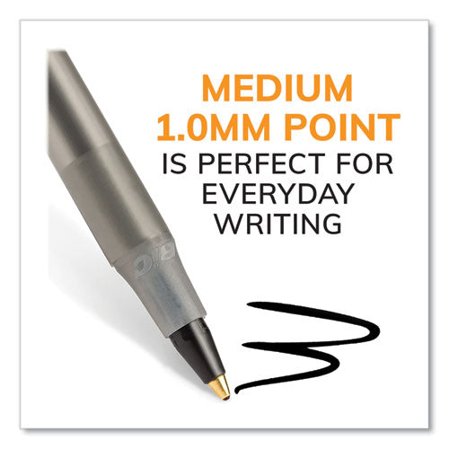 Image of BIC® Round Stic Xtra Life Ballpoint Pen, Stick, Medium 1 mm, Black Ink, Translucent Black Barrel, 500/Pack