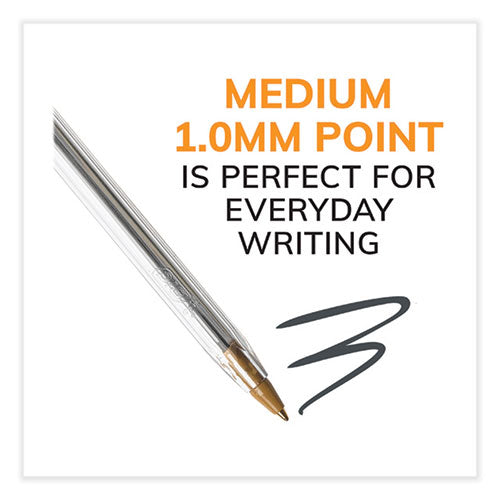 Image of BIC® Cristal Xtra Smooth Ballpoint Pen, Stick, Medium 1 mm, Black Ink, Clear Barrel, 500/Pack