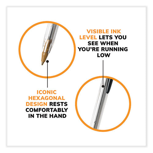 Image of BIC® Cristal Xtra Smooth Ballpoint Pen, Stick, Medium 1 mm, Black Ink, Clear Barrel, 500/Pack