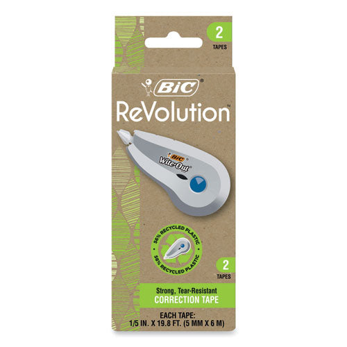 Image of BIC® Wite-Out Brand Ecolutions Correction Tape, Non-Refillable, White,  0.2" x 19.8 ft, 2/Pack