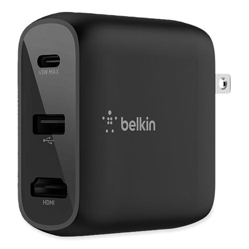 Image of Belkin® Connect 46.5W Multi-Port Power Hub for USB-C Laptop or Nintendo Switch, 3 Ports, Black