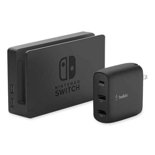 Image of Belkin® Connect 46.5W Multi-Port Power Hub for USB-C Laptop or Nintendo Switch, 3 Ports, Black