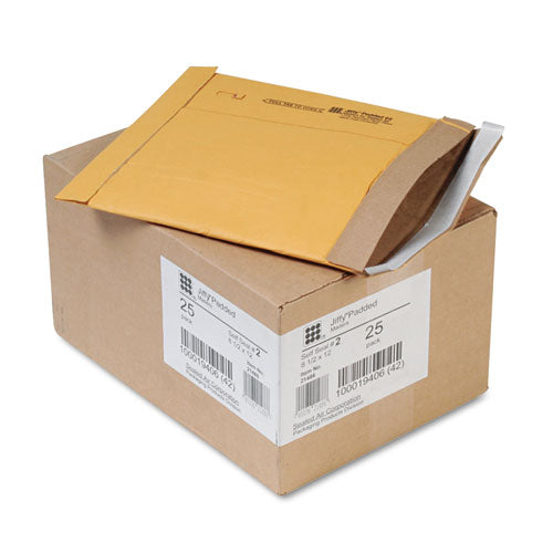 Image of Sealed Air Jiffy Padded Mailer, #2, Paper Padding, Self-Adhesive Closure, 8.5 x 12, Natural Kraft, 25/Carton