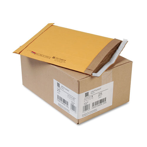 Image of Sealed Air Jiffy Padded Mailer, #4, Paper Padding, Self-Adhesive Closure, 9.5 x 14.5, Natural Kraft, 25/Carton