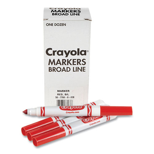 Image of Crayola® Bulk Broad Line Marker, Broad Bullet Tip, Red, 12/Box