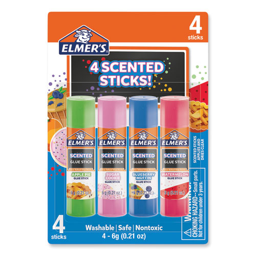 Image of Elmer's® Scented Glue Sticks, 0.21 Oz, Dries In Assorted Colors, 4 Scents