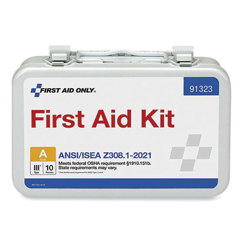 Image of First Aid Only ANSI 2021 First Aid Kit for 10 People, 76 Pieces, Metal Case