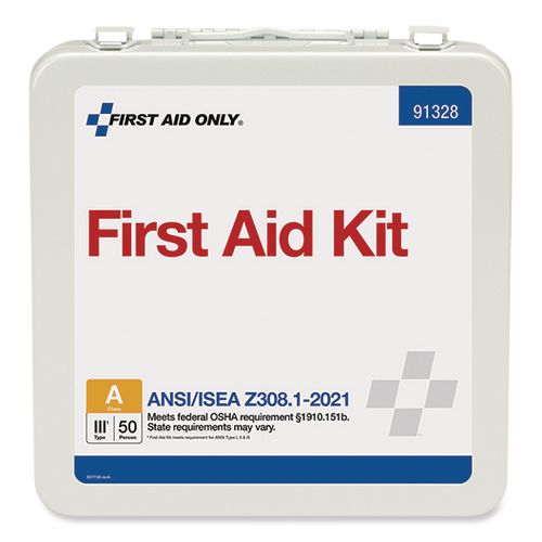 Image of First Aid Only ANSI 2021 Type III First Aid Kit for 50 People, 184 Pieces, Metal Case